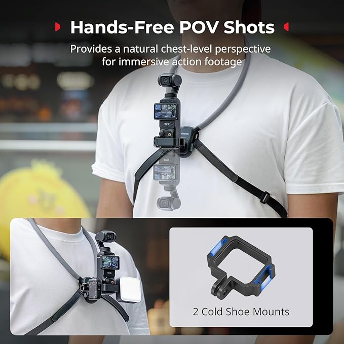 SMALLRIG Magnetic Neck Mount for DJI Pocket 3/OSMO 360/Nano/Action 6/5 Pro/4, for GoPro Hero 13/12/11/10, for Insta 360 X5/X4/X3/Ace Pro 2, Action Camera Chest Mount for Hands-Free POV Vlogging-5567