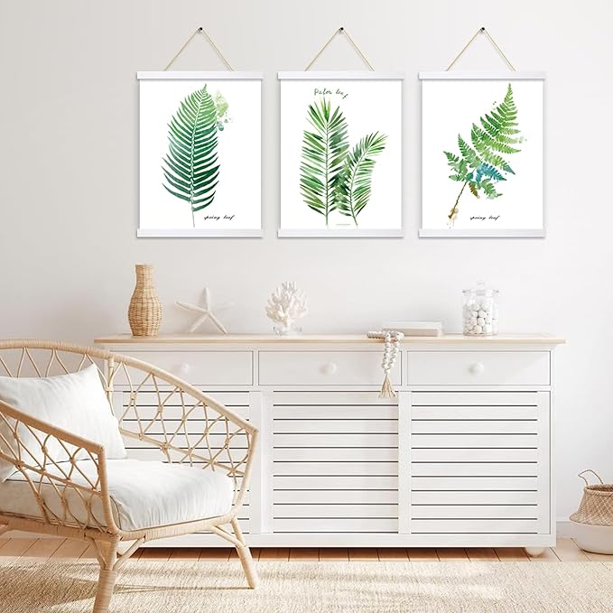 YK artwood 3 Pack Magnetic Poster Hanger Frame 12 Inch White, 12x18 12x16 12x24 Poster Frame Wood Magnet Frames Hangers for Photos, Pictures, Prints, Maps, Canvas Artwork,Diamond Art Painting