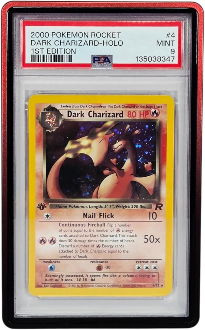 Metal PSA Slab Bumper Case UV Resistant- Safeguard Stackable Magnetic Aluminum Metal Case For Graded Cards (Red/Black)