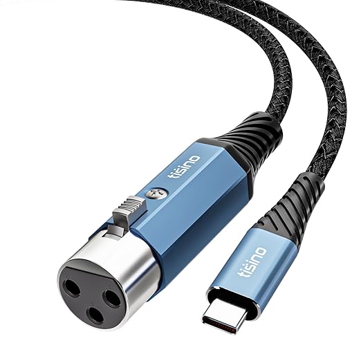Tisino XLR to USB C Microphone Cable, Upgraded Hi-Fi Audio Recording Cable USB C Microphone Cable for Dynamic Microphones/Recorder/Laptop/Tablet, 3m/10ft
