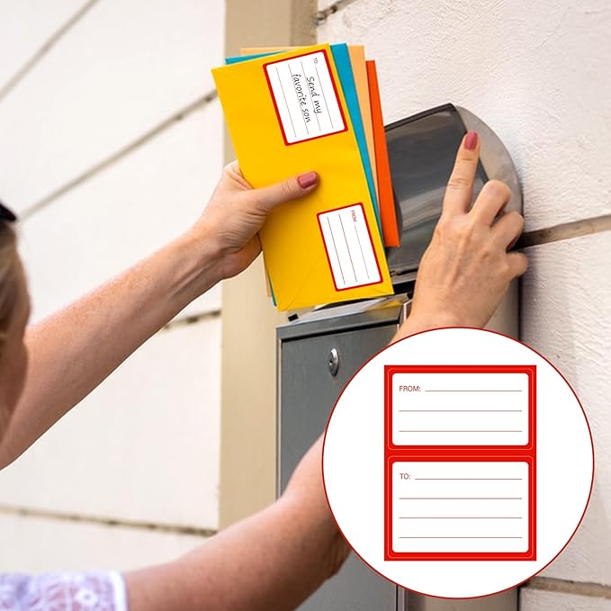 to from Return Address Mailing Labels 60 Pcs Blank Self Adhesive Mail Shipping Label 4.5x3.5Inch Postage Guaranteed Stickers Handwriting to/from Address Tags for Package, Gift, Mailing Box, Envelopes