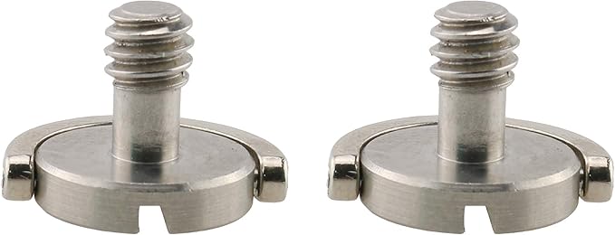HJ Garden 2pcs 1/4-20 Thread D-Ring Stainless Steel Camera Fixing Screws for Camera Tripod Monopod QR Plate,D Shaft Quick Release Plate Mounting Screw 20mm Length
