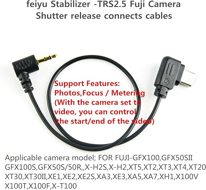 FeiyuTech Stabilizer Fuji Shutter Release Cable(Type c to trs2.5) for scorp/scorp c/min/Mni-P/scorp 2 to Fuji GFX100,GFX50SII,GFX100S,GFX50S/50R,X-H2S,X-H2,XT5,XT2(FY-2.5mm Fuji)