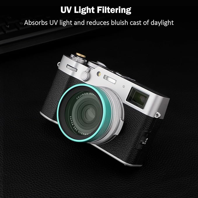 Haoge LUV-X54L Metal Lens Hood with MC UV Protection Multicoated Ultraviolet Lens Filter for Fujifilm X100VI Fuji X100V Camera Green