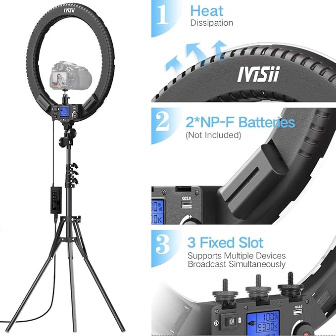 19 inch Ring Light with Remote Controller and Stand ipad Holder,60W Bi-Color with 4 Color Soft Filters for Live Stream/Makeup/YouTube Video/TikTok/Zoom/Photography