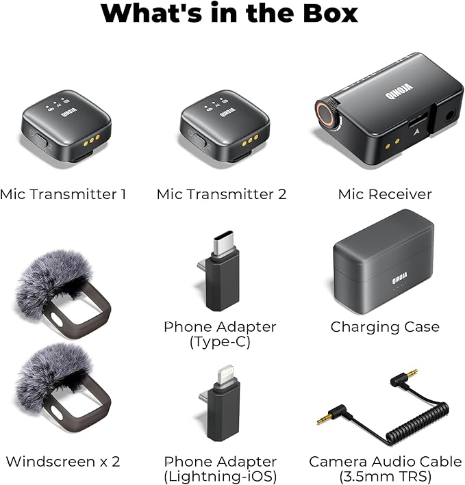 Wireless lavalier Microphone for iPhone/Cameras/Computers - AI Noise Cancellation, with Charging Dock, mini Magnetic Wireless Microphone, Perfect for vlogging and Live Streaming