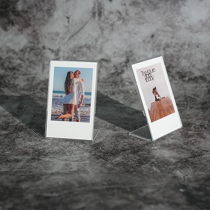 iFreak 2x3 Small Acrylic Polaroid Photo Frame,Clear Mini Picture Holder for Instax Fujifilm 12/40/EVO Instant Mini 3 inch Film,Home & Office Desk Memory Display. (6 Pack, 2.1X3.4)