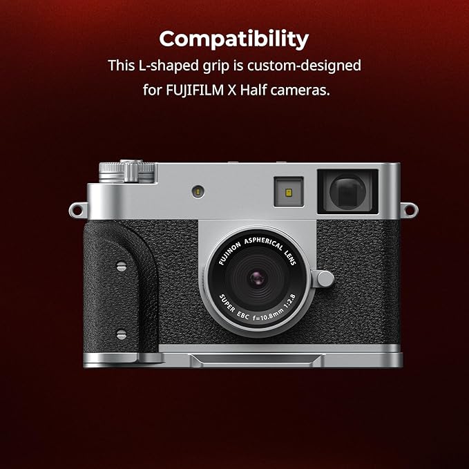 SmallRig X Half L-Shaped Grip for FUJIFILM X Half Camera, Built-in Quick Release Plate for Arca, Lightweight Ergonomic Silicone Handle with Hot Shoe Cover(Silver) - 5216