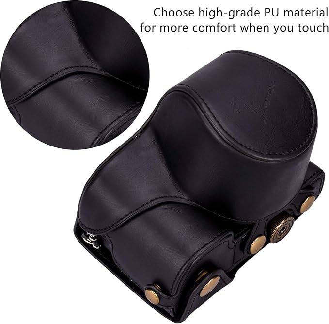 Hargedis XEVN for sony a6400 case,for sony a6300 case,Premium PU Full Body Leather Camera Case Bag for sony alpha a6300 a6000 a6100 a6400 Fit 16-50mm Lens with camera Shoulder Strap(Black)