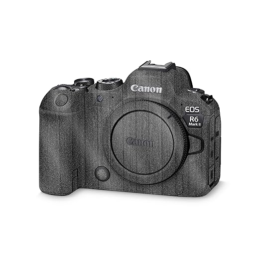 Glossy Glitter Camera Skin Compatible with Canon EOS R6 Mark II Camera (2022) - Black Wood - Premium 3M Vinyl Protective Wrap Decal Cover - Easy to Apply | Crafted in The USA by MightySkins