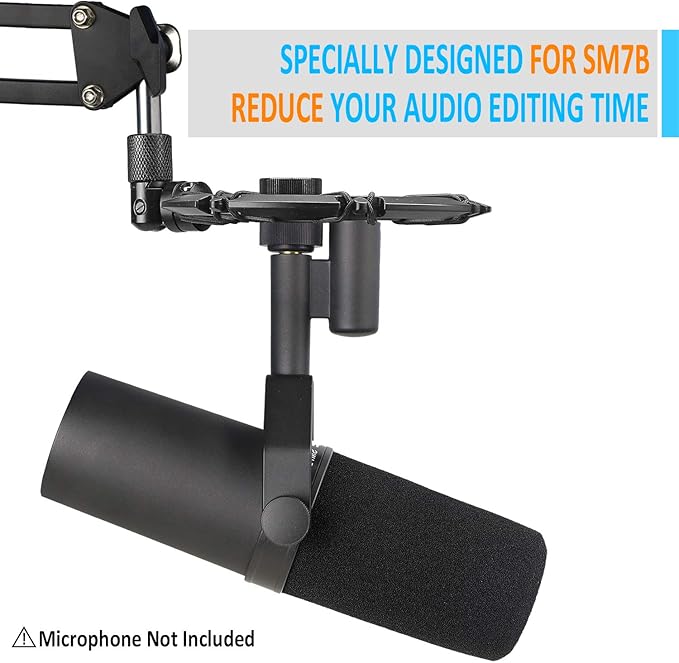 SM7B Shock Mount Reduces Vibration Noise Matching Mic Boom Arm Stand, Compatible for Shure SM7B Mic by YOUSHARES