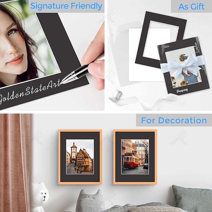 Golden State Art, Acid Free, Pack of 25 11x14 Black Picture Mats Mattes with White Core Bevel Cut for 8x10 Photo + Backing + Bags