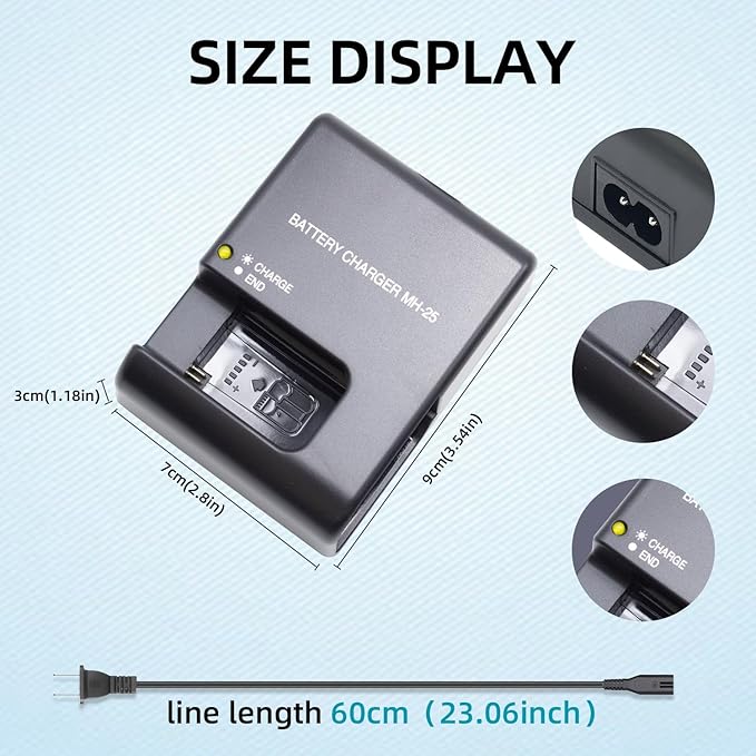 MH-25 Battery Charger Compatible with Nikon EN-EL15 EN-EL15a EN-EL15b Battery for D500 D600 D610 D750 D780 D800 D800E D810 D810A D850 D7000 D7100 D7200 D7500 Coolpix Z5 Z6 II Z7 II Cameras