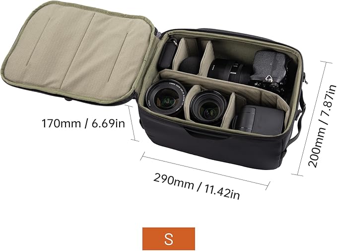 PGYTECH Small Camera Insert Bag, Waterproof Lens Pouch for Photographers and Traveler, Lightweight DSLR/SLR Lens Carring Case with Thicken Partition for Canon/Nikon/Sony/Mirrorless Cameras