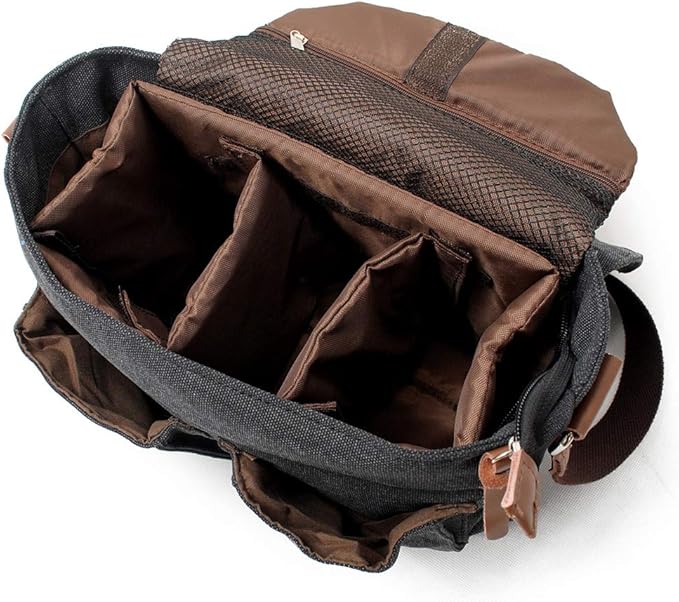 Waterproof Camera bag/Case, Vintage Canvase Leather Trim DSLR SLR Camera Shoulder Messenger Sling bag for for Nikon, Canon, Sony, Pentax, Olympus Panasonic, Samsung & Many More