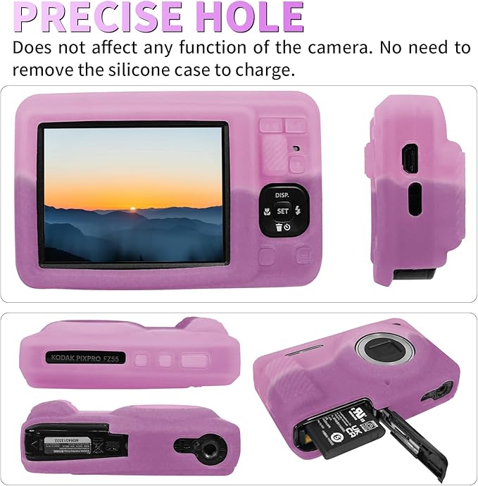 Easy Hood Camera Case for Kodak PIXPRO FZ55, Soft Silicone Cover Anti-Scratch Slim Fit FZ55 DSLR Camera Sleeve Body Skin Travel Protective Case, Pink Rose