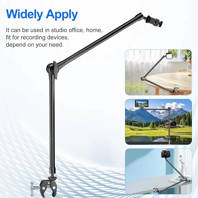 EMART 22inch Articulating Magic Arm Camera Mount with Super Clamp, Friction Power Adjustable Camera Mounts & Clamps with Magicarm and Cold Shoe for Photography/Videography/Webcam/Flash Light