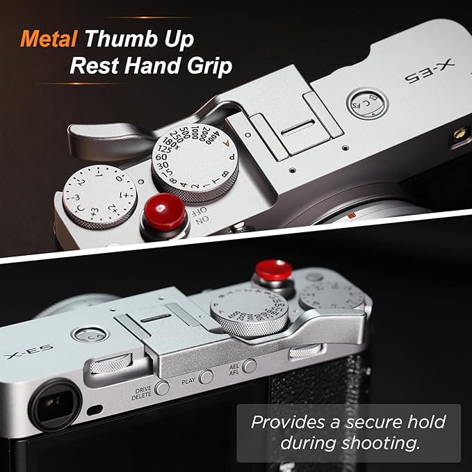 Haoge Metal Thumb Up Grip for Fujifilm X-E5 Camera Digital Accessories xe5 Hot Shoe Thumb Up Rest Support Handgrip Silver THB-XE5-S