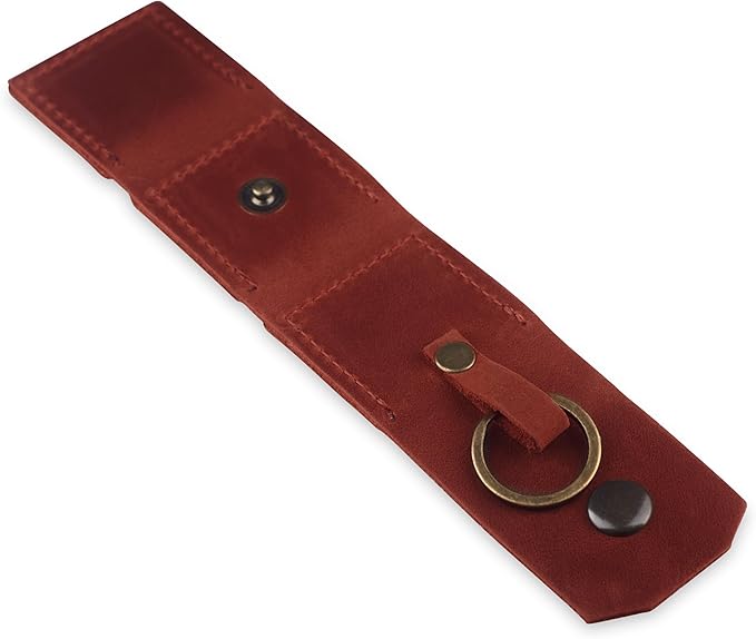 Leather SD Card Holder Keychain, SD Card Case Key Fob, Micro SD Card Holder Organizer, SD Card Storage Case, Memory Card Case Cover, Travel Memory Card Case (Cognac)