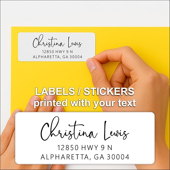 Personalized Return Address Labels - White Custom Printed Name and Home Address Stickers for Wedding, Personal and Business (1000, Signature)