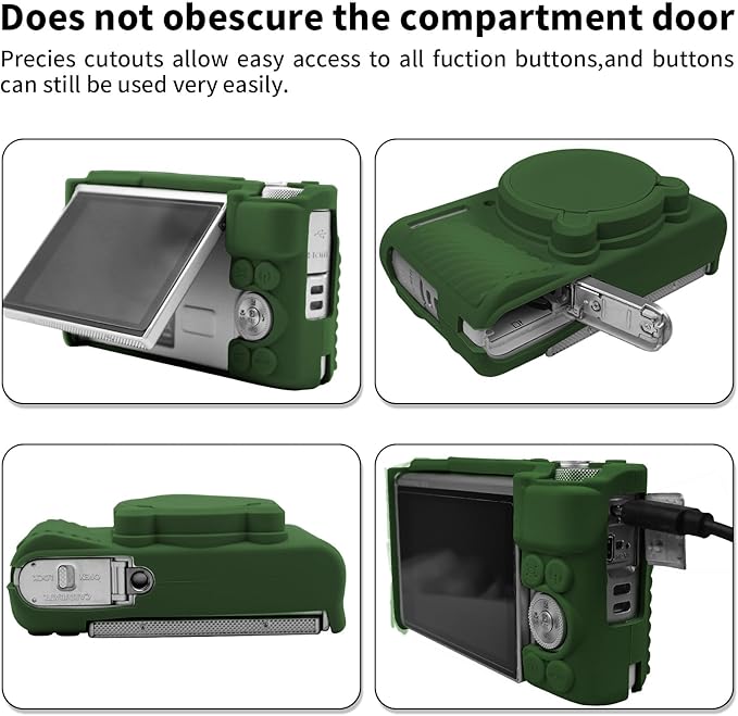 SX740 Camera Case, SX740 Camera Cover Silicone Sleeve Protective Case with Removable Lens Cover, Anti-Scratch Soft Camera Body Skin for Canon PowerShot SX740/SX730 HS Digital Camera,Green