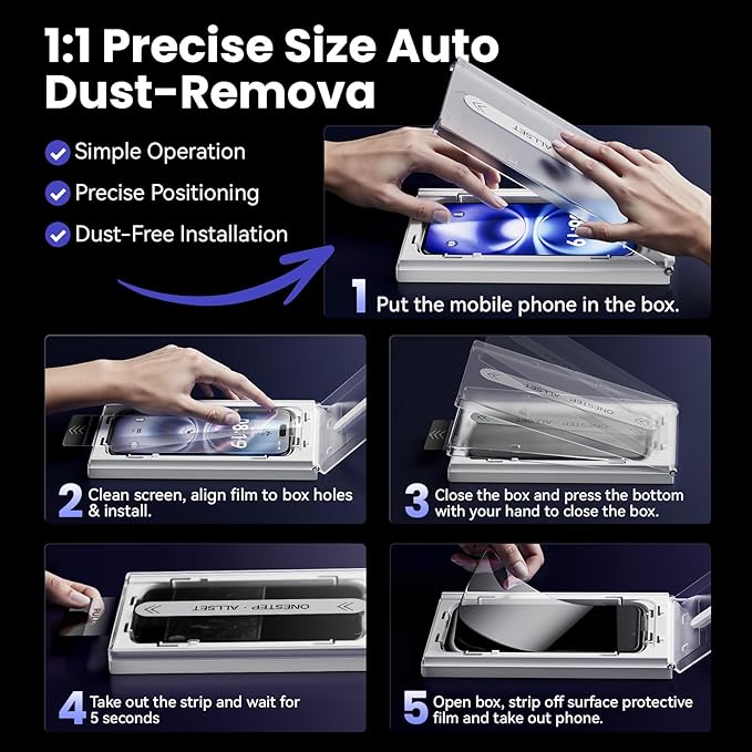 Fonowlo 3 Pack Screen Protector for iPhone17 Pro Max【6.9" 】,iPhone 17promax Screen Protector with 1-Second Auto-Install,9H Hardness, Military-Grade Shatterproof, Full Coverage, HD Clear Glass film,Case Friendly