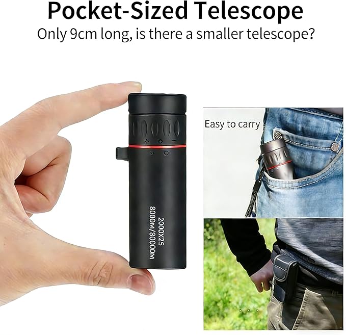 Mini Monocular Telescope, 25X High Definition HD with Multilayer Coating, Waterproof & Compact Design for Adults & Kids, for Hiking, Bird Watching, Concert, Travel and Outdoor Observation