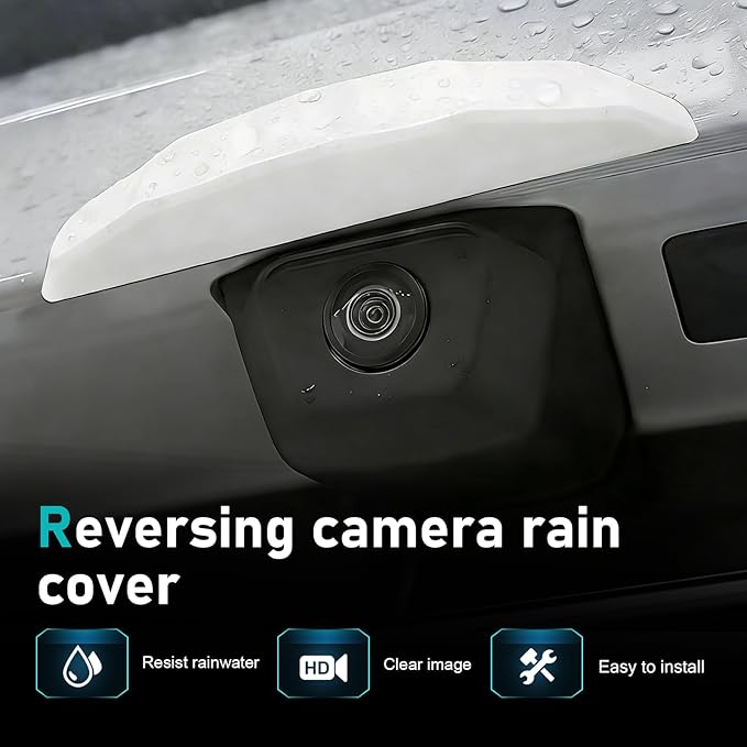 WZP Car Rear View Camera Protection, Silicone Backup Camera Rain Shield, Grooved Wider Anti-Rain Cover for Vehicle Surveillance Cameras, Universally Rain Accessories for Most Cars (White)