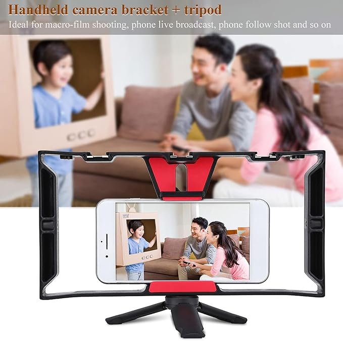 Smartphone Video Rig, Phone Video Cage Grip with Cold Shoe Mount Filmmaking Vlogging Case Phone Stabilizer Mount Phone Holder for Video Recording Handheld Stabilizer for Videomaker Videographer