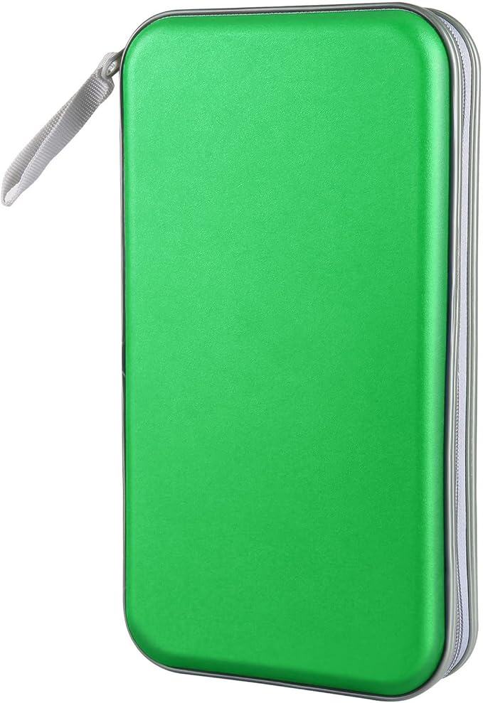CD Case Holder, 80 Capacity CD/DVD Case Holders Wallet Hard Plastic CD DVD Disc Cases Storage Binder for Car Home Office Travel (Green)