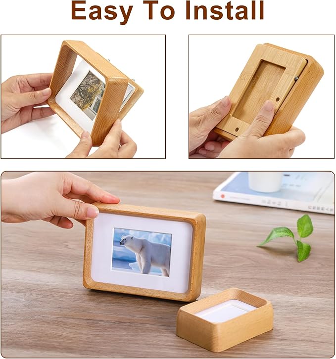5x3.5 inch Natural Wood Picture Frame, Tabletop Wooden Small Photo Frame with Mat, Display Pictures 2x2.76 with Mat or 3.5x5 Without Mat for Desktop Display, Mini Photo Picture Frame (Beech)