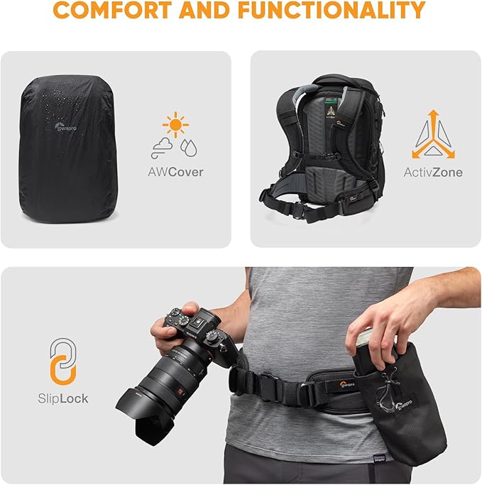 Lowepro ProTactic BP 350 AW III Camera Backpack, 4-point Access, Professional Camera Bag, DSLR/Drones/Mirrorless, Up to 14" Laptop, Rain Cover, for Photographer,Videographer, Volume 17L