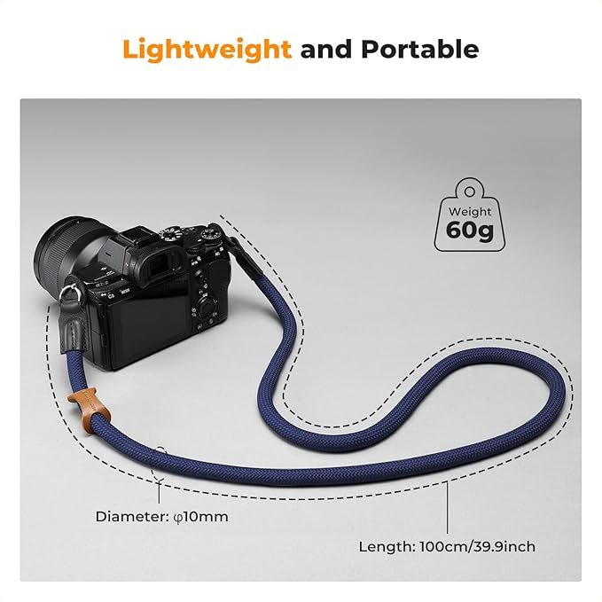 K&F CONCEPT Camera Neck Strap,100cm Nylon Rope Camera Shoulder Strap with O-ring for DSLR Camera