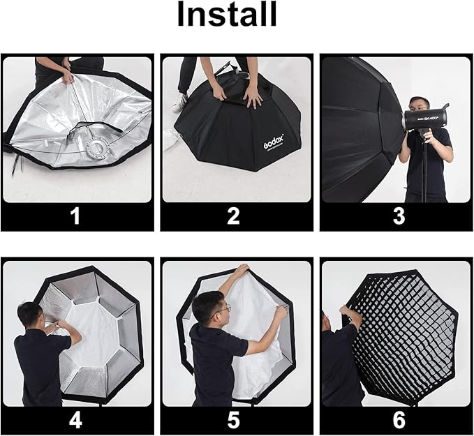 Godox FW 47inch/120cm Octagon Softbox Reflector with Honeycomb Grid and Bag for Speedlight Flash(Bowens Mount)