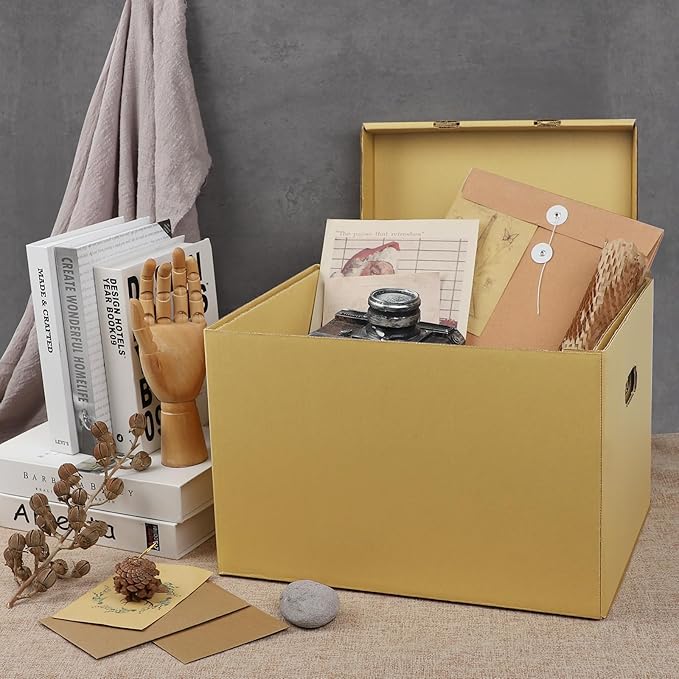 Lineco, Archival Storage Cartons, Ready-To-Assemble, for Documents or Photos, Acid-Free, Buffered Corrugated Board, 12 x 15 10 in, Tan, Pack of 5