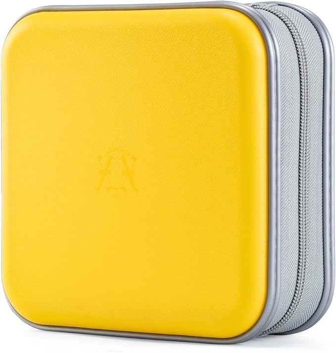 alavisxf xx CD Case, 48 Capacity Hard Plastic DVD Case Portable Zipper CD Holder Large Storage Disc Wallet Bag for Car Home Travel (Yellow, 48 Capacity)