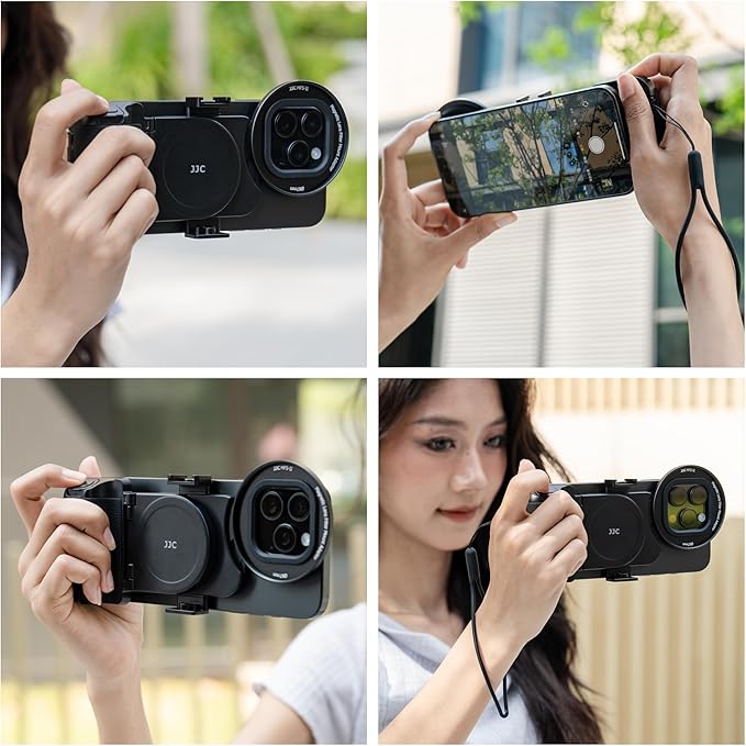 67mm Magnetic Phone Lens Filter Mount with Phone Camera Snap Grip Kit for iPhone 16 15 14 Pro Max Plus, Filter Adapter Set for ND CPL w Cold Shoe Adapter & Tripod Mount Pull-Out to Fit Pro Max Plus