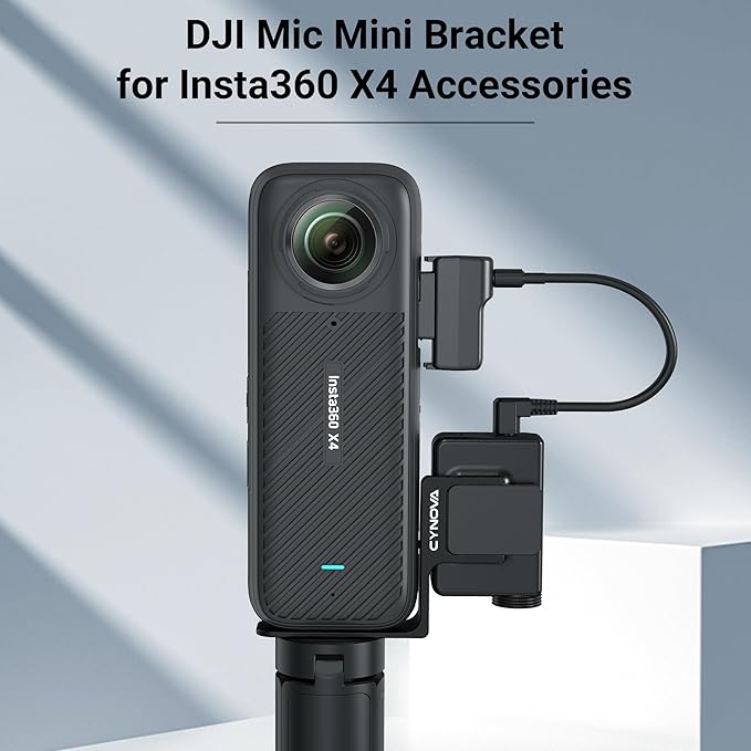CYNOVA Insta 360 X4 DJI Mic Mini Mount, Invisible Mic Bracket for Insta360 X4 Accessories, Compatible with Insta360 X4 / X3（with 3.5mm Audio Cable）