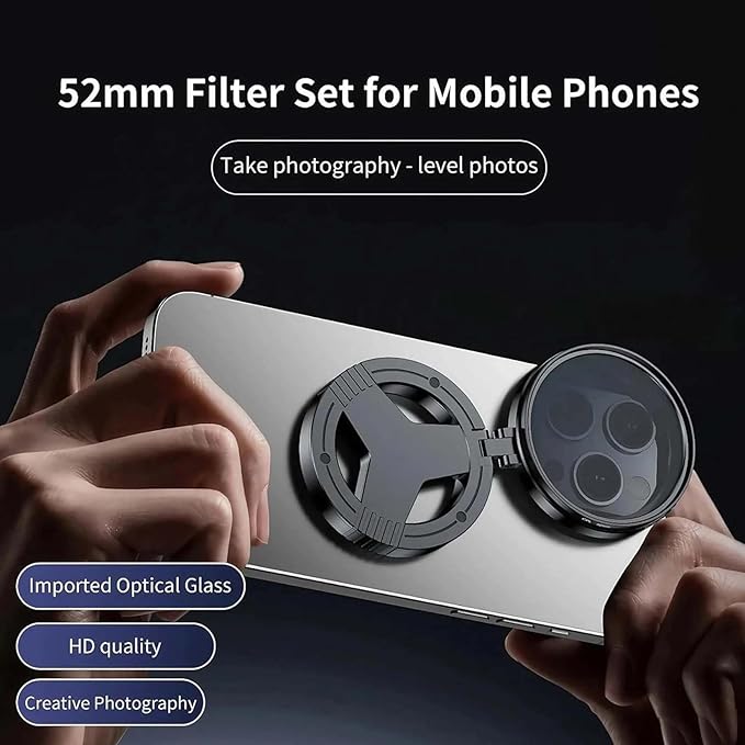 Anti-Glare Magnetic Phone Filter, 52mm Magnetic CPL Polarizing Lens for iPhone & Mobile Phones, Magnet Phone Camera Lens Reduces Reflections Enhances Colors for Water Glass Sky Photography (3 Set)