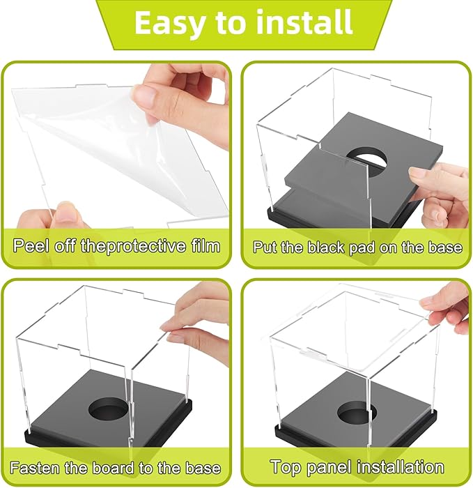 Hooqict 4 Pack Arcylic Softball Display Case Clear Softball Holder UV Protected Stand Championship Display Case Memorabilia Square Box for Golf Tennis Game Ball Baseball