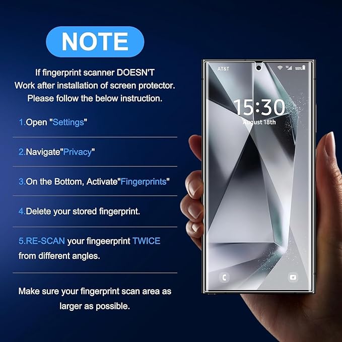 X-it for Samsung Galaxy S24 Ultra Screen Protector Privacy [Auto Alignment/Dust Removal],Bubble-Free,[100% Ultrasonic Fingerprint ID] Easy Installation Full Coverage Anti-Spy [Non-Glass] 2 Packs