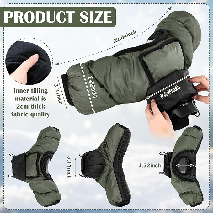 Professional Camera Rain Cover Thickened Waterproof Cold Proof Warm Cover Snow or Sound Proof Sleeve for More DSLR Cameras with 24-70mm 24-105mm 15-85mm 18-135mm 55-205mm 70-200mm