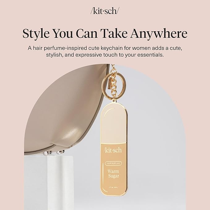 Kitsch Cute Keychain For Car Keys - Bag Charm for Handbags | Premium Zinc Alloy & Enamel Paint | Durable, Lightweight, Stylish Kawaii Keychain Charm, Teen Girl Gifts Trendy Stuff- Hair Perfume