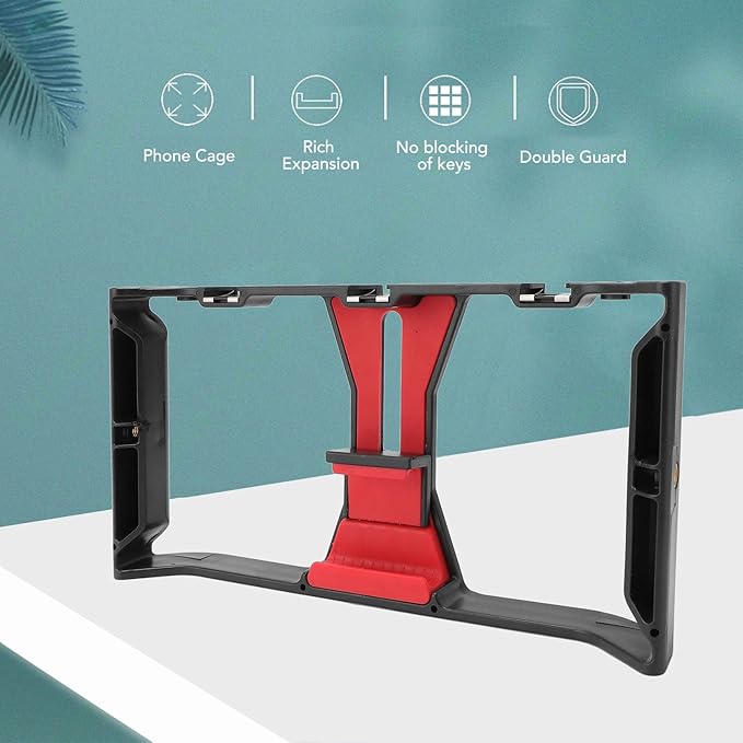 Smartphone Video Cage Rig, 100mm Expandable Handheld Filmmaking Vlogging Case Stabilizer, with 1/4 Inch Screw Hole, for Live Broadcast Filmmaking Video Recording