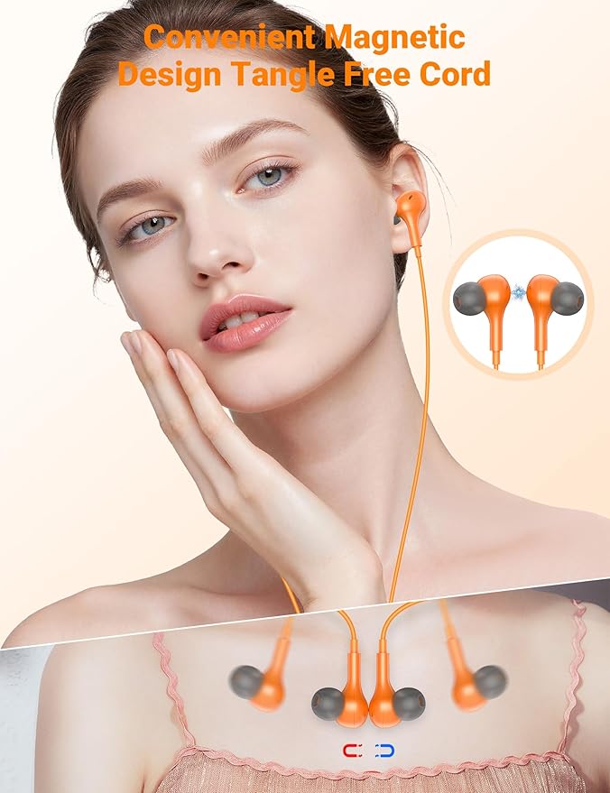 USB C Earbuds with Microphone Cute in Ear Wired Headphone USB-C Plug Ear Buds Corded Head Phone Magnetic Type C Earphone for iPhone 17 Pro Max 16 Plus 15 16e for Samsung A17 A16 S26 S25 S24