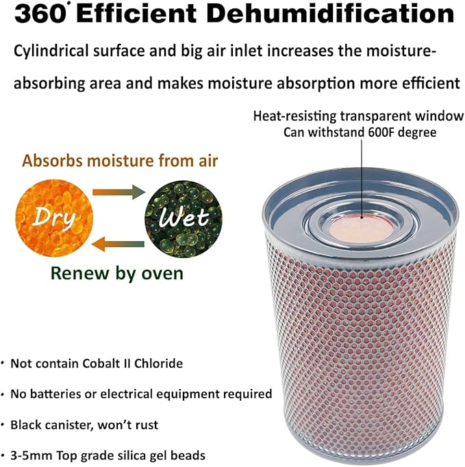 Gun Safe Dehumidifier 300g - Silica Gel Desiccant Canister, Moisture Absorber for Gun Cabinets & Safes, Protect 80 Cubic Feet, Black