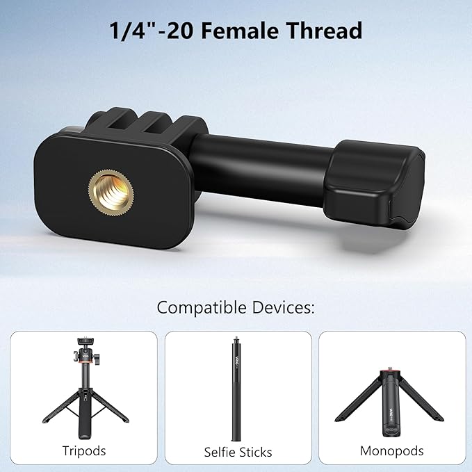 VRIG 1/4" Tripod Adapter Mount for Go Pro, Lightweight Narrow Base, 1/4-20 Screw Hole Action Camera Tripod Mount Compatible with Hero 13 12 11 10 9 8 7 6 5 4 3 2, DJI osmo, Insta 360