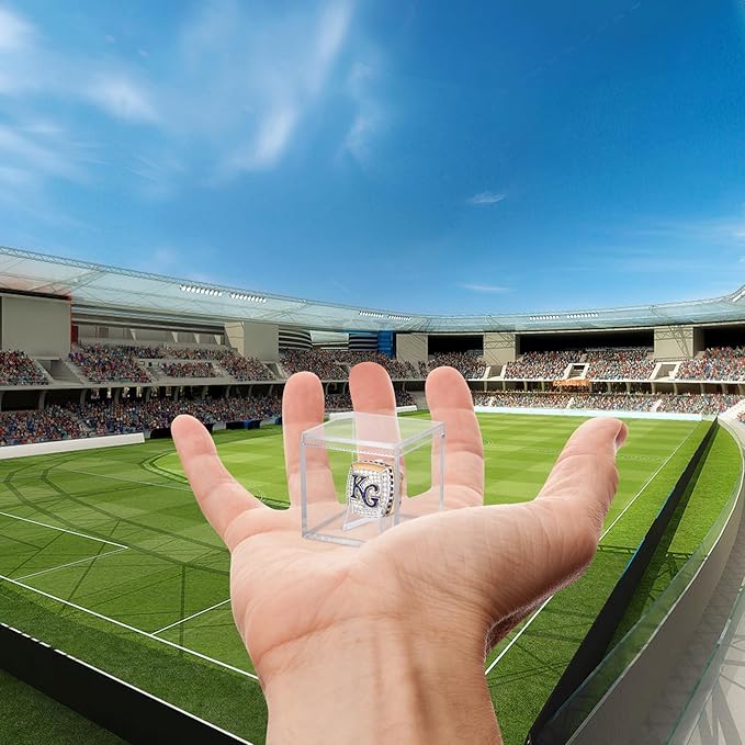 4 Pack Championship Ring Display Case Clear Acrylic Ring Case Display Box for Sports Baseball Softball Football Basketball Single Ring Coin Holder Stand, 2.16 Inch