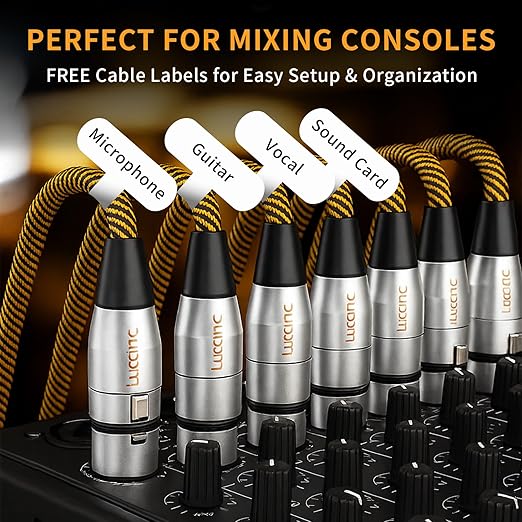 10ft XLR Cables 6 Pack, Durable Nylon Braided Male to Female Microphone Cable,Cord for Recording Mixer Amplifie Speaker, OFC Shielded and Balanced XLR