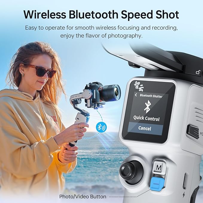 ZHIYUN Crane M3S [Official], 3 Axis Lightweight Camera Gimbal Stabilizer for Mirrorless, Smartphone, GoPro Action Camera, Built-in Fill Light, Bluetooth Control, 1.22" Color Screen, PD Fast Charge